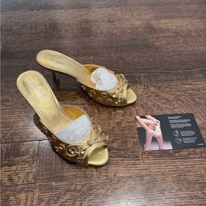 Larroude Gold Embellished Heels